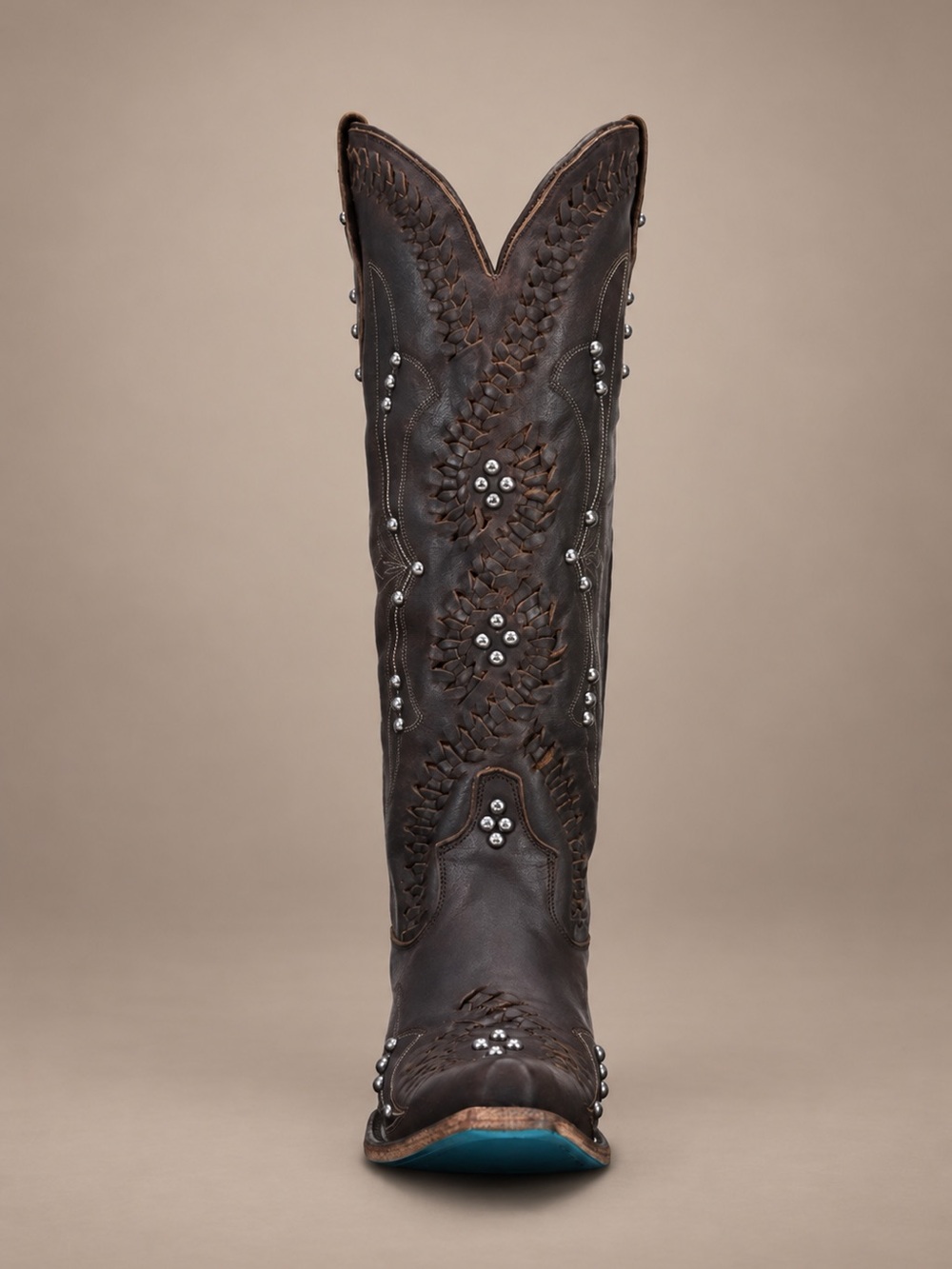 LANE Cossette Cognac Western Boots Leather Studded BNWT Box Size 9